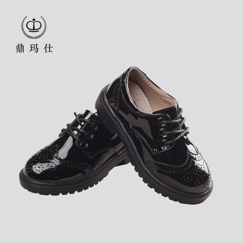 Boy leather shoes Children Western suit CUHK Teen Leather Shoes Dresses New Show Bright Face Laces Boy Leather Shoes