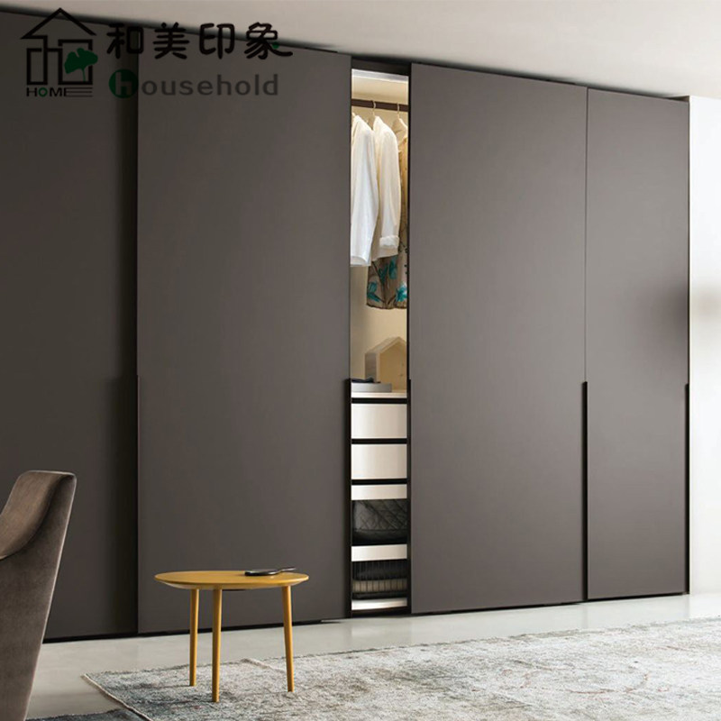 Meimei impression Elegant black skin sense cloakroom wardrobe customization Overall invisible hanging sliding door wardrobe customization