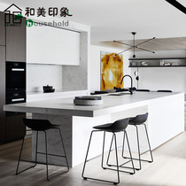 Meihei impression INS wind cabinet custom overall island platform open kitchen kitchen cabinet custom quartz stone countertop