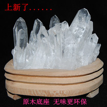 Natural transparent white crystal cluster original stone ornaments degaussing degaussing anti-radiation Crystal desktop delivery base