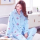 Đồ ngủ nhung san hô nữ mùa thu đông dày tay dài ấm áp flannel dịch vụ nhà dễ thương phù hợp với áo cardigan cộng với kích thước - Nam giới