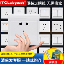 Type 86 white surface-mounted switch socket package five-hole panel one-open double-control 16A air conditioning wall power outlet