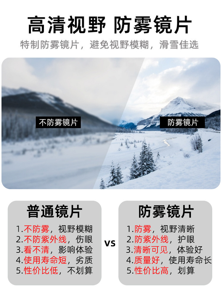 Spherical Ski Goggles, Ski Glasses, Ski Goggles with Anti-Fog Coating, Snow Goggles, Mountaineering Snow Mountain Goggles, Unisex, Cylindrical, for Nearsightedness