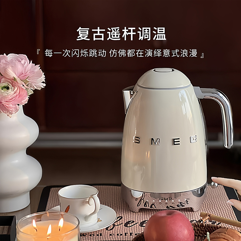 Smeg/Smeg Electric Kettle for Home Use, Retro Style, Temperature Control, Stainless Steel, Klf04, Specially Designed for Making Tea