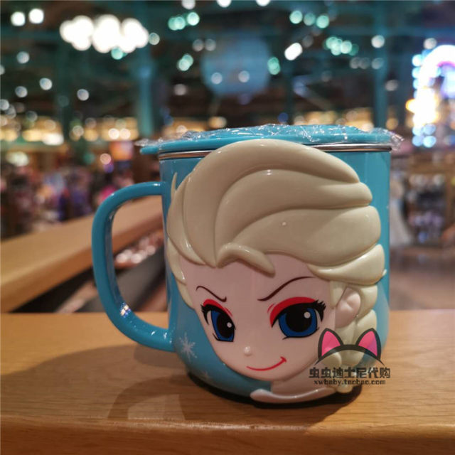 Disney Elsa, Anna, Snow White, Mickey, Minnie, ແລະ Stitch ຈອກດື່ມເດັກນ້ອຍສະແຕນເລດທີ່ມີຝາປິດ