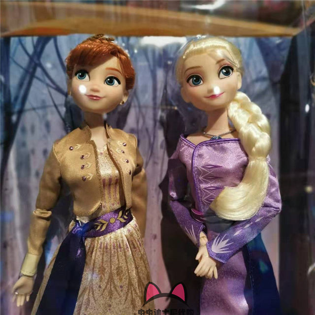 Shanghai Disney Little Shede Huanhuan's Same Model Elsa and Anna Figurine Children's Doll Toy Set