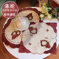 Clear Barn Dumped for Foreign Trade Export Original Single American Country Style Style Patch Cloth Embroidered Cup Mat tray Mat Table Mat Table Cloth