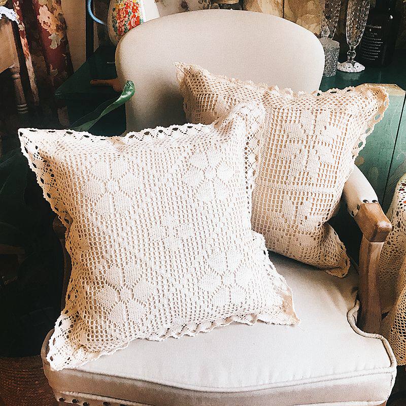 Foreign trade Export original single European style retro rural field Tanyard cotton thread Woven Lace Sofa Hug Cushion Cover Cushion Cover