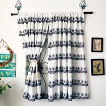 Mediterranean style cotton embroidered small curtain kitchen curtain garden curtain partition curtain European style pastoral curtain