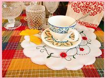 ins Wind hipster pastoral fabric embroidery coffee cup cup mat bowl mat table mat tablecloth Vase decoration mat
