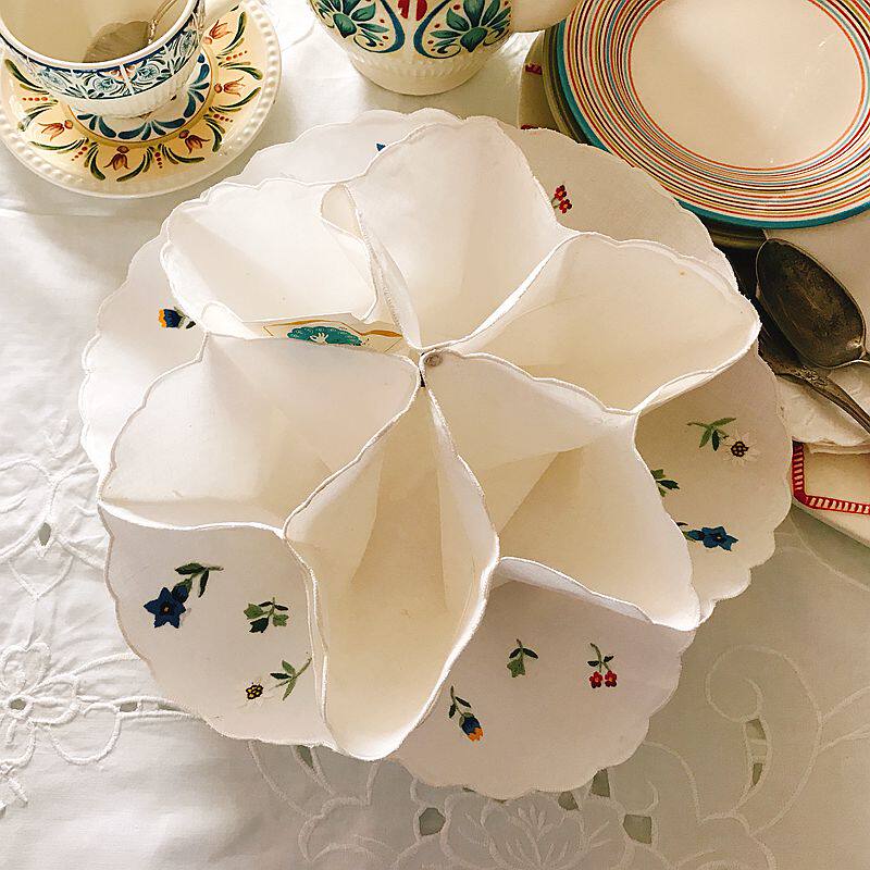 More Than Heart Classic Old Pumping Yarn Retro Nostalgia Pure Cotton Cloth Art Hand Embroidered Candy Tray Decorated Pendulum tray cushion