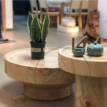 Nordic Solid Wood Round Tea Table Living Room Sofa Edge A Few Designers Creative Root Carved Tree Piers Modern Minimun Log Piers