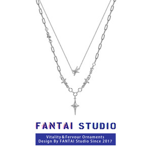 Fantai Star Double Layer Necklace for Men 2025 New Trendy High-End Design Niche Hip-Hop Women's Sweater