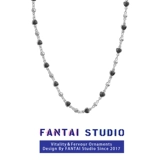 Черное дизайнерское ожерелье, цепочка до ключиц, легкий роскошный стиль, тренд сезона, коллекция 2023, популярно в интернете