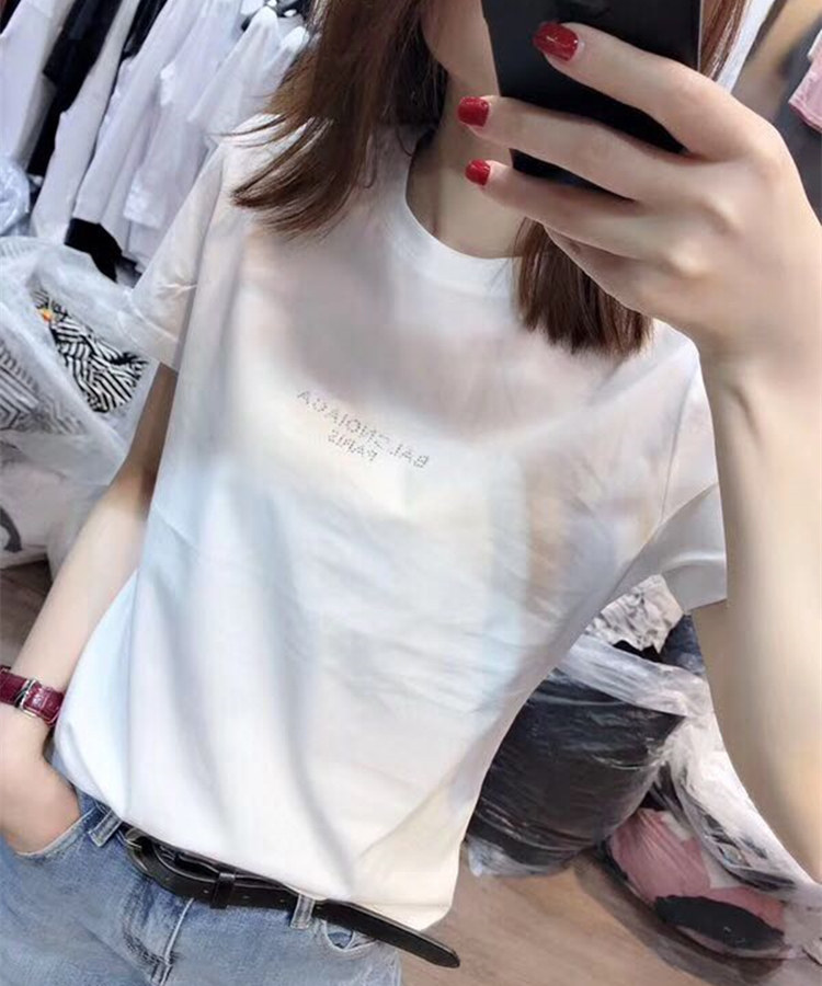 European station summer dress 2022 new European fashion short-sleeved T-shirt women's cotton hot drill loose top ins tide