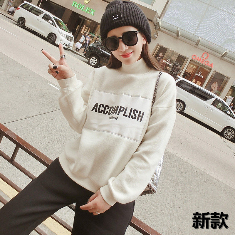 Spring and autumn half-high collar sweater women's loose Korean version of BF students 2022 new cotton thin section early autumn pullover coat