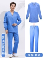 Синий лонгслив, нарукавники, хлопковый комплект