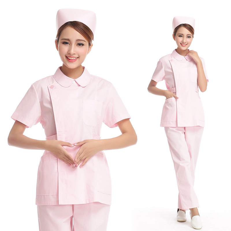 DRRMVV Light G nurse suit jacket pink summer small square collar