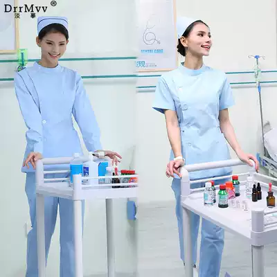 Nurse uniform two-piece suit stand collar blue jacket Oral dental work clothes Beauty embroidery division clothing long-sleeved female