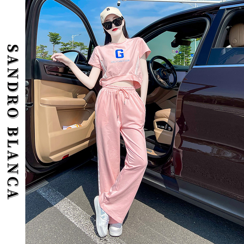 Sandro Blanca Sport Leisure suit Women 2022 Summer new small Fried Street Fashion Two Sets