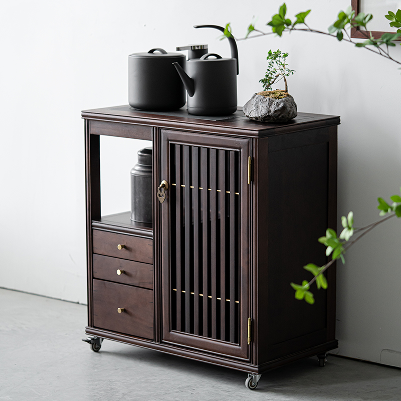 Mobile solid wood tea house home tea cart living room Yang Tai simple kung fu tea set tea cabinet integrated tea making tea
