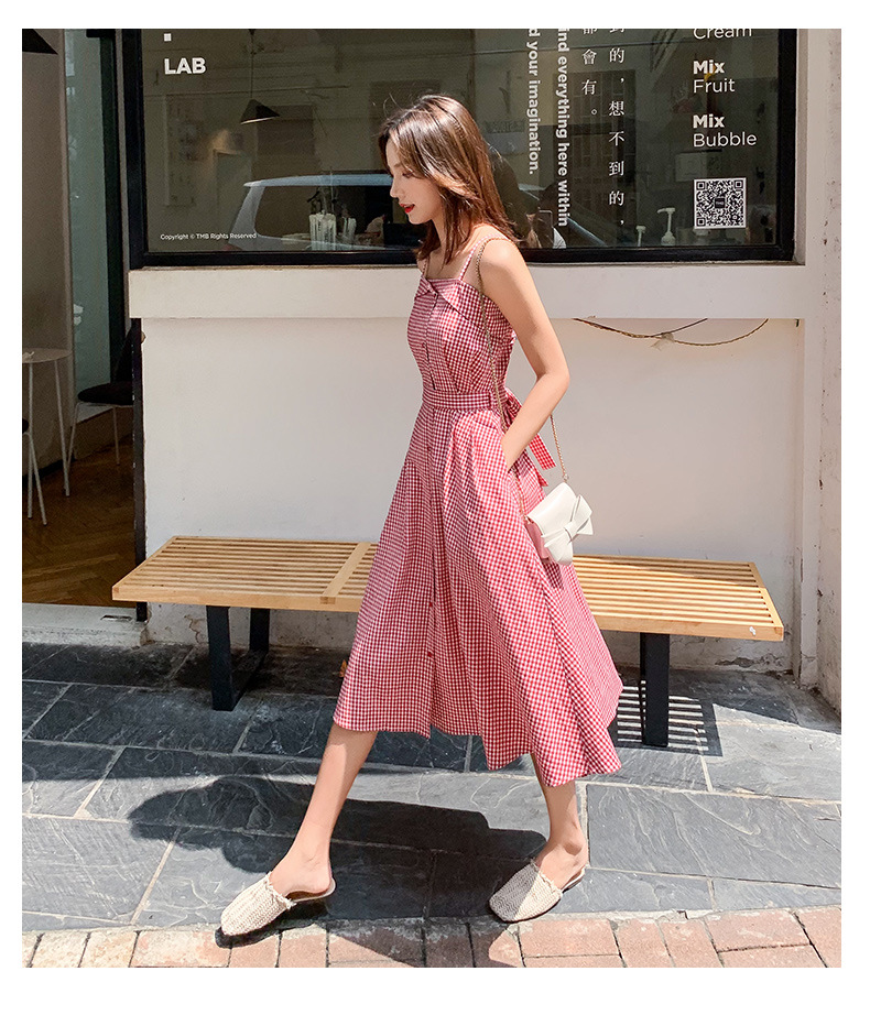 Đầm kẻ sọc mùa hè 2019 phiên bản Hàn Quốc thời trang mới cho nữ quần cạp cao Một chiếc váy chữ - A-Line Váy mẫu váy suông chữ a