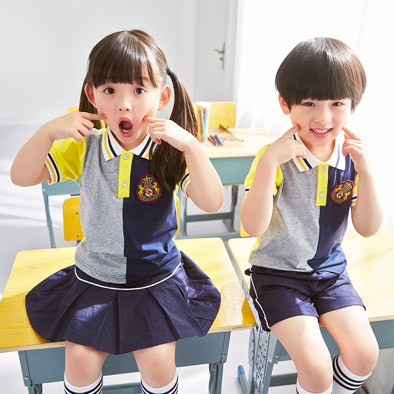 Kindergarten garden clothes summer clothes three or two sets of English style Primary School uniforms set children's sportswear primary school class uniforms