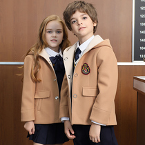 Kindergarten garden clothes spring and autumn clothes English style woolen coat primary and secondary school uniforms set student class clothes autumn and winter clothes
