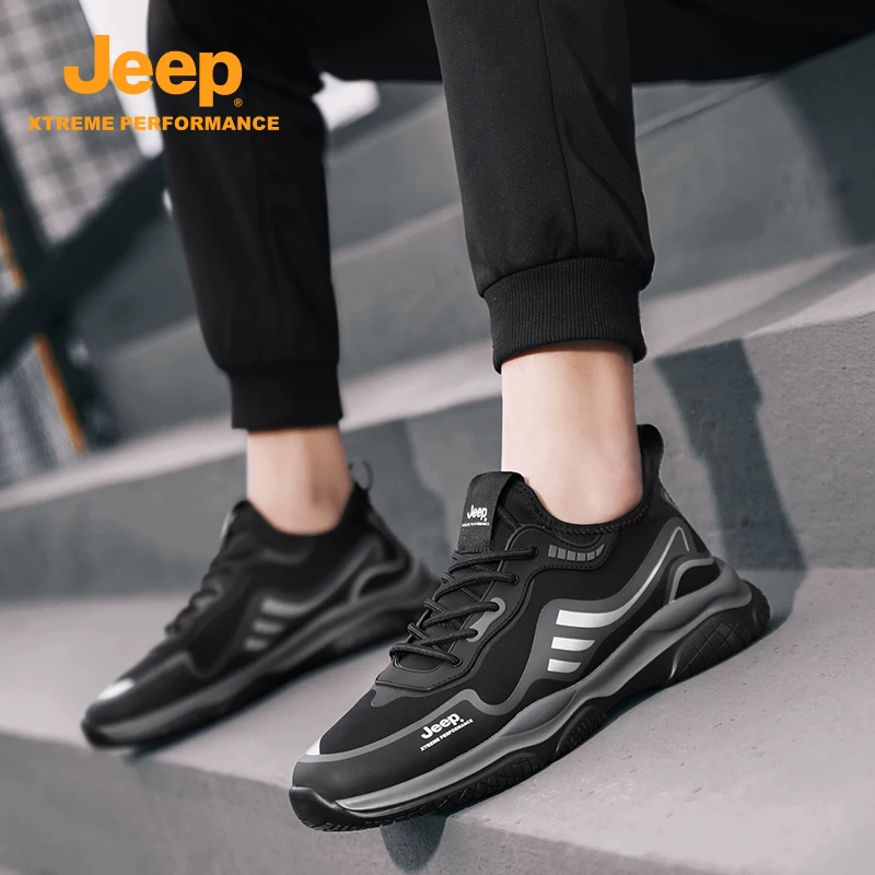 [мужские кроссовки Jeep летняя легкая дышащая черная спортивная обувь для бега повседневная обувь]