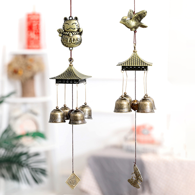 Summer and wind retro wind chimes 4 iron bells ornaments door decorations creative Japanese shop doorbells lucky decoration ornaments