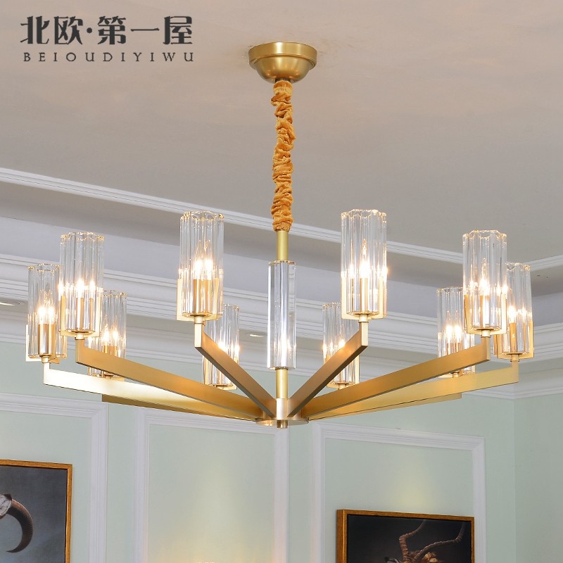 Post-modern luxury chandelier simple living room lamp personality creative bedroom lamp dining room lamp American all-copper chandelier lamp