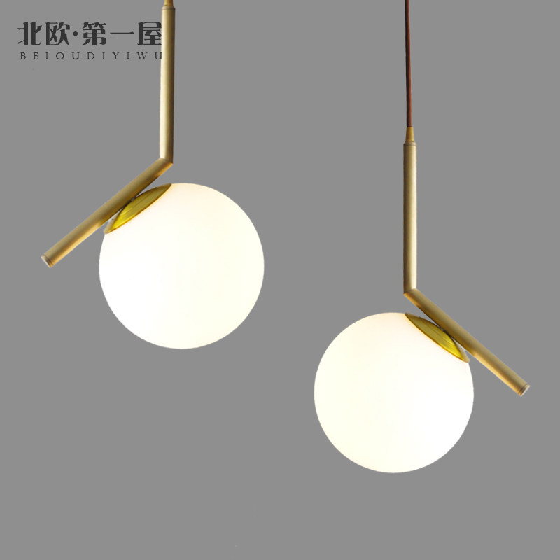 Nordic post-modern dining room chandelier bedroom lamp glass ball round clothing store lamp creative single head bed small chandelier