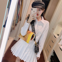 2022 Autumn Clothing Season New Style Mid-Length Long Sleeves Shirt Dress Dress Woman White Shirt Dress Pleasant-dress White Shirt Skirt