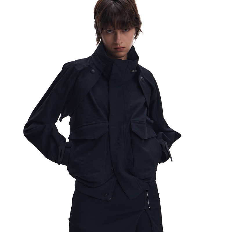 Bevan up |   Bond* Honeycomb Texture Stretchy Water-Repellent Two-Piece Set with Multi-Pocket Vest Jacket