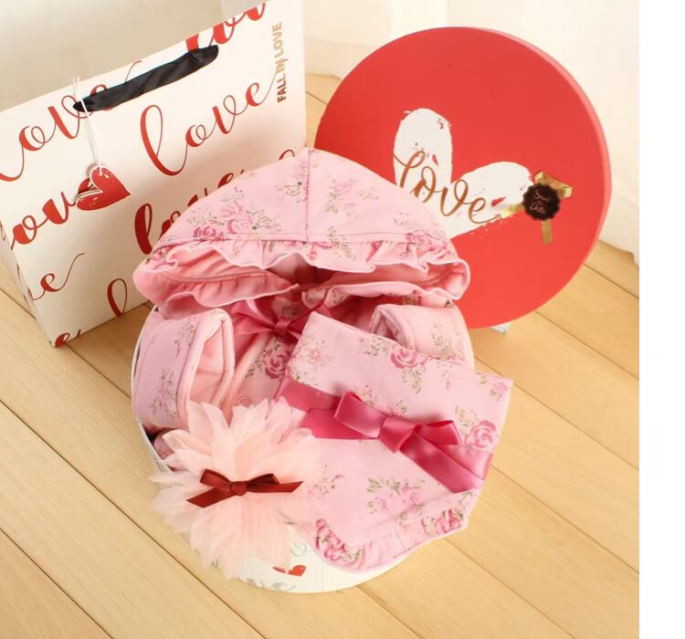 Bộ quà cho bé mùa đông cho bé sơ sinh bằng vải bông dày có chân và quần áo lễ công chúa trăng rằm trăm ngày đồ chơi cho bé sơ sinh