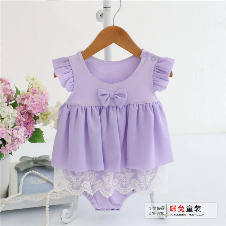 Mùa hè bé hộp quà tặng nữ bé mùa hè phần mỏng bay tay áo bông công chúa váy đầm đặt trăng tròn trăm ngày quà tặng đồ sơ sinh cho bé trai