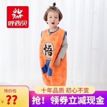 Husibei sleeveless split-leg sleeping bag three warm thin cotton spring and autumn large childrens split-foot anti-kick sleeping quilt national tide