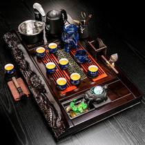 Ebony whole tea tray Automatic kettle Tea sea Chinese household solid wood running water tea table Kung Fu tea set