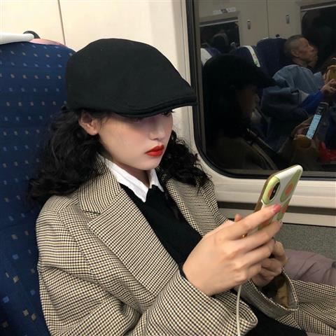 Internet celebrity hat Internet celebrity with the same style hat Korean version trendy Japanese retro forward hat all-match beret peaked cap female autumn and winter