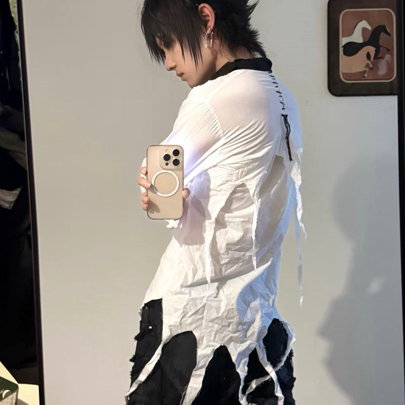 The Space between Us《Broken》Visual Subculture Rock Destruction Tassel Ribbon Shirt The Space between Us《Broken》Visual Subculture Rock Destruction Tassel Ribbon Shirt