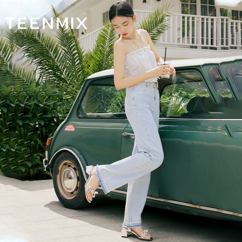 Tianmeiyi Fairy Feng Diamond Word с толстыми каблуками сандалий Женские летние новые высокие каблуки Сандалии BD191BT2