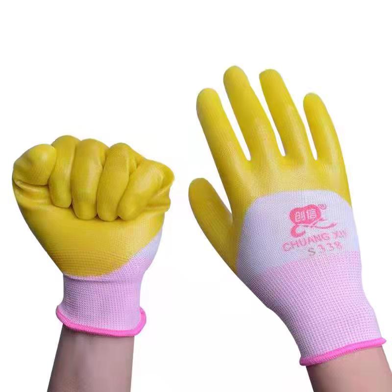 Chuangxin P338PVC beef tendon half-hanging wear-resistant non-slip waterproof soft oil-resistant thickened construction site special protective gloves
