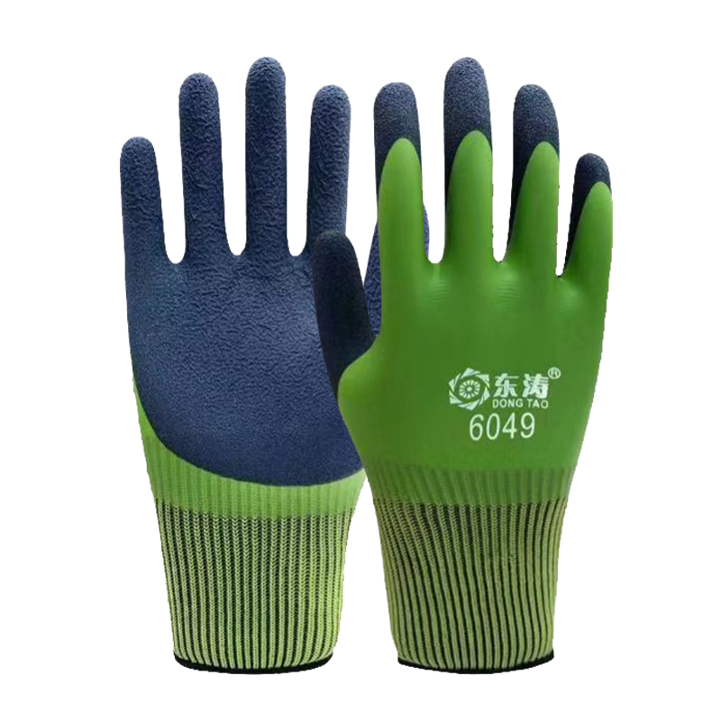 Dongtao 6049 latex foam waterproof non-slip wear-resistant nylon gloves oil-resistant acid and alkali outdoor general