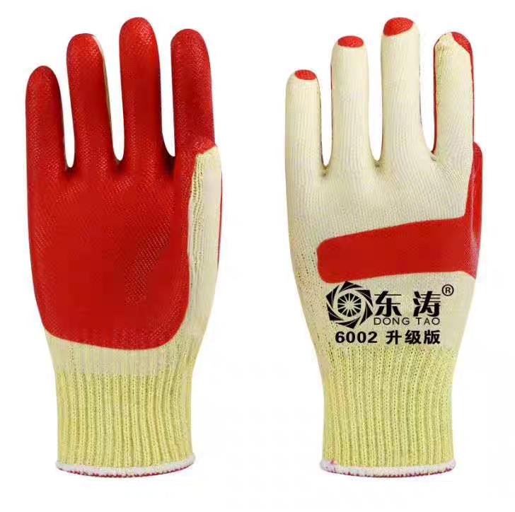 Dongtao 6002 6003 dip-coated film labor insurance gloves high elasticity wear-resistant spun yarn glue line double-sided adhesive outdoor gloves