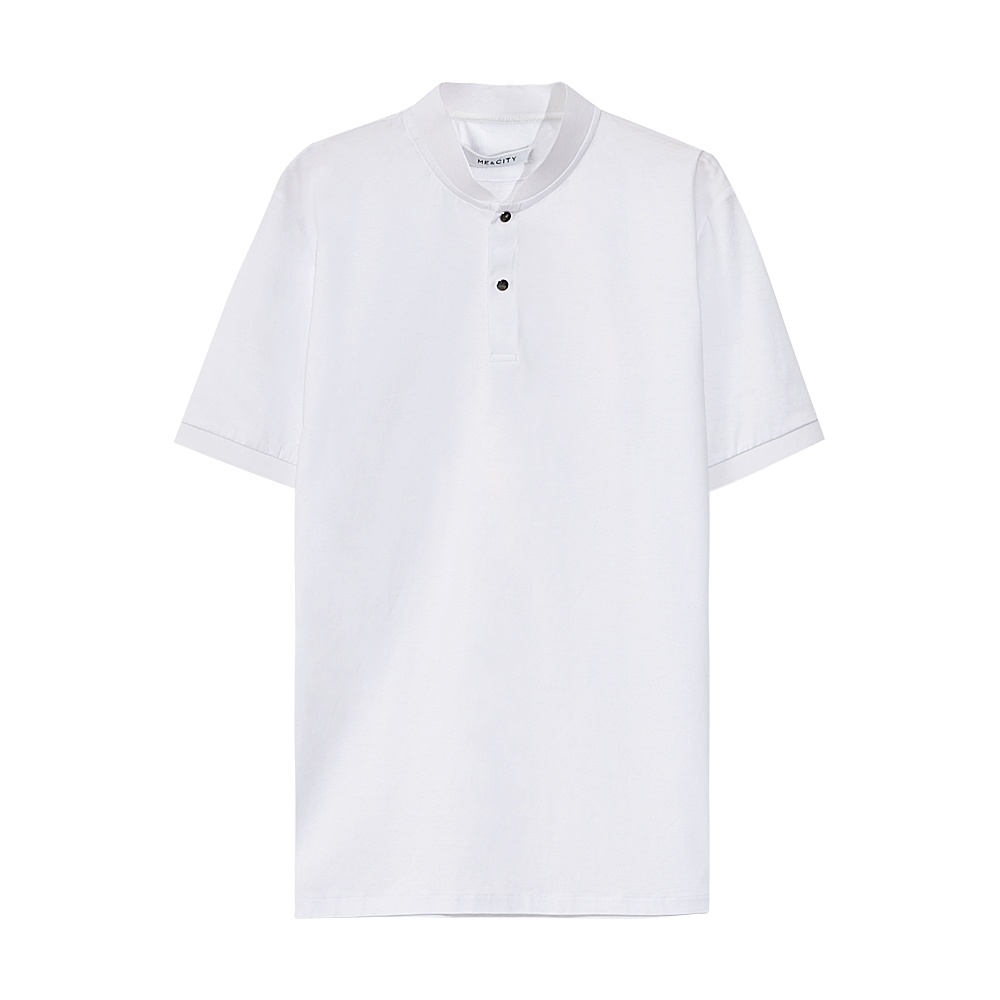 MECITY nam mùa hè rắn màu mỏng cổ áo bóng chày POLO áo sơ mi nam giản dị màu trắng tay ngắn - Polo áo cotton nam