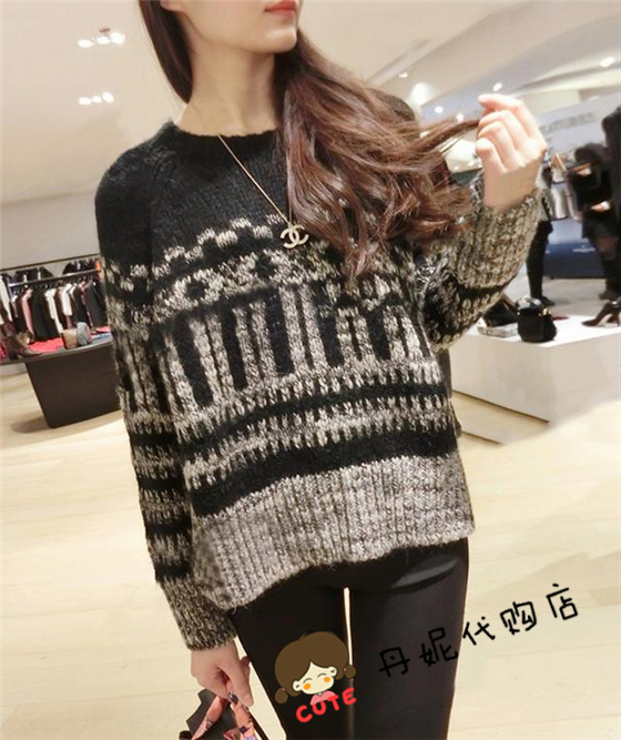 French sandro17 autumn and winter models small fresh age-reducing color-blocking mixed line sweater wild sweater