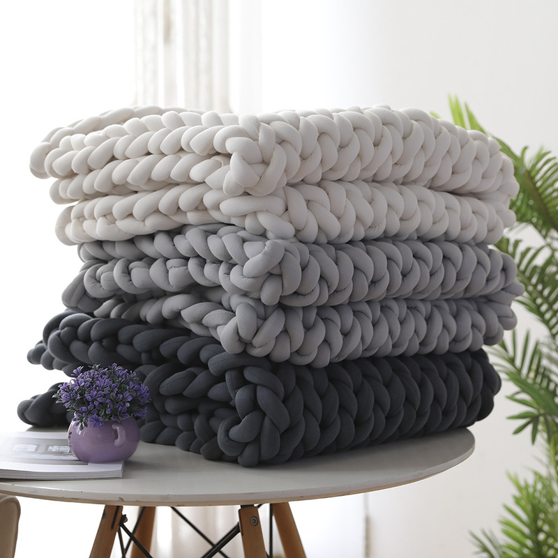 Gravity Blanket, Cloth Strip, Woven Blanket, Wool Core-Filled Yarn Blanket, Decompression Quilt, Improve Sleep, Warm in All Seasons, Washable