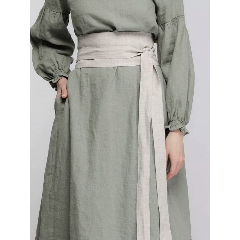 Linen Belt, Chinese Style Wide Waistband, Handmade Dress with Long Streamers, Waist Tie, Suitable for Wei and Jin Dynasty Style Hanfu