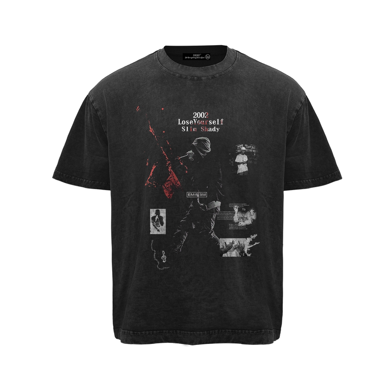 Dehz Eminem2002 Commemorative Washed Vintage Heavy Cotton Short-Sleeve T-Shirt for Men, Trendy Brand Versatile Top Dehz Eminem2002 Commemorative Washed Vintage Heavy Cotton Short-Sleeve T-Shirt for Men, Trendy Brand Versatile Top