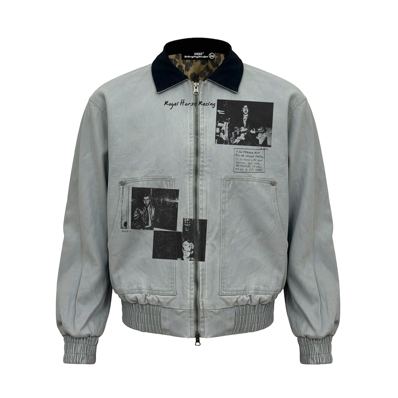 Dehzss26 Cleanfit Short Canvas Direct Spray Washed Heavy-Duty Jacket Men's Vintage Denim Jacket Distressed